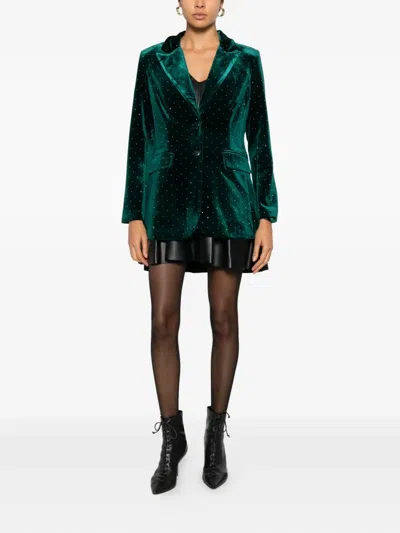 Never Fully Dressed Embellished Velvet Hot Pants In Green