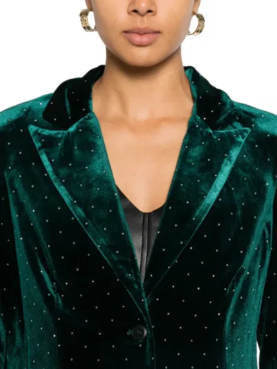 Never Fully Dressed Embellished Velvet Hot Pants In Green