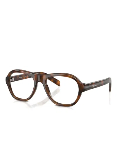 Prada Round-frame Tortoiseshell Glasses In Brown