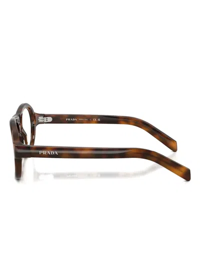 Prada Round-frame Tortoiseshell Glasses In Brown