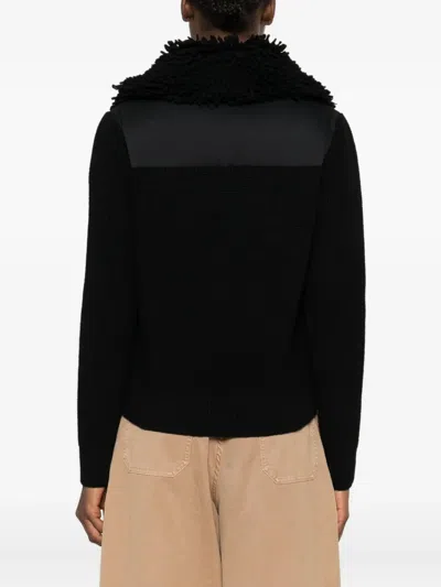 Moncler Grenoble Padded Wool Zip-up Cardigan Clothing In Black