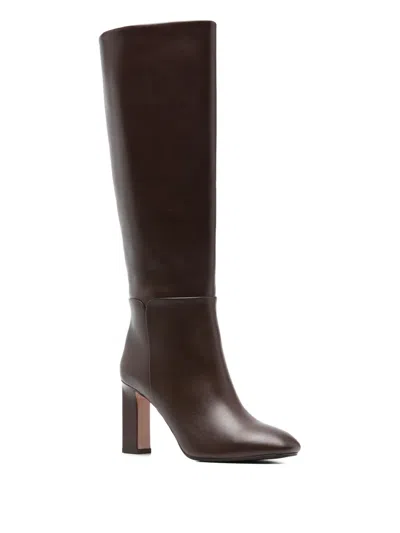 Aquazzura 85mm Sellier Block-heel Knee-high Boots In Brown