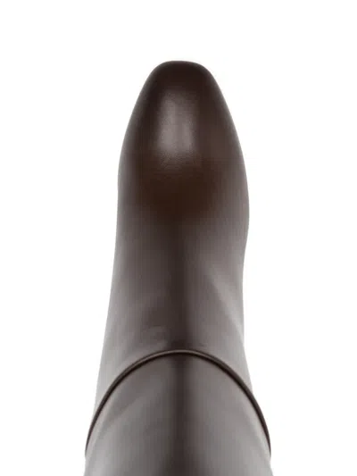 Aquazzura 85mm Sellier Block-heel Knee-high Boots In Brown