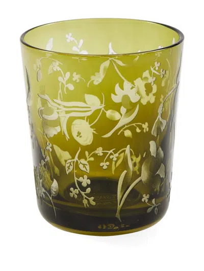 Polspotten Floral-etched Glass Tumblers In Green