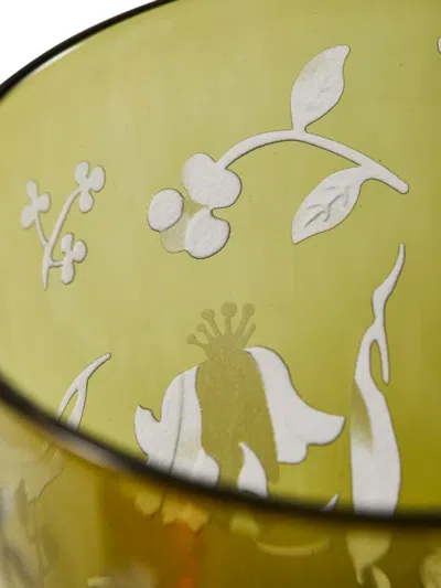 Polspotten Floral-etched Glass Tumblers In Green