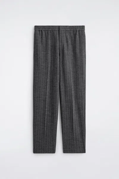 Cos Relaxed Elasticated Pinstriped Pants In Gray
