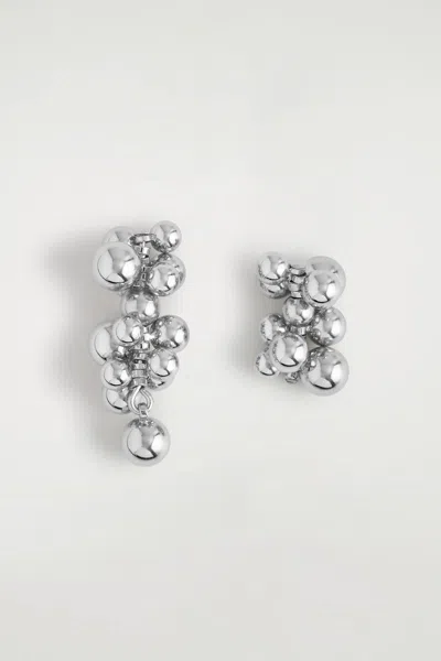 Cos Mismatched Clustered Earrings In Silver