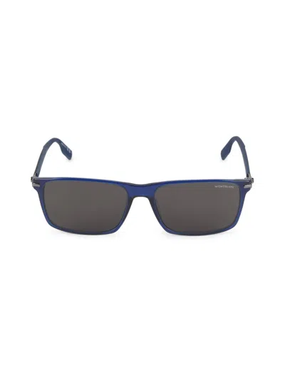 Montblanc Women's 59mm Solid Lens Rectangle Sunglasses In Blue