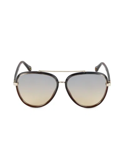 Chloé Women's 58mm Gradient Lens Aviator Sunglasses In Black