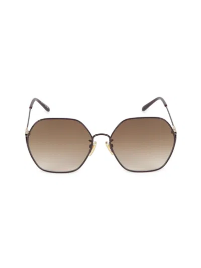 Chloé Women's 59mm Gradient Lens Geometric Metal Sunglasses In Brown