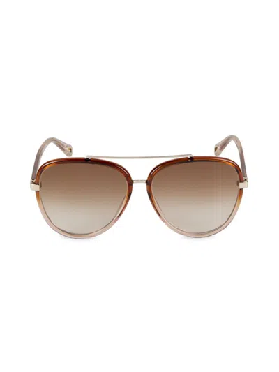 Chloé Women's 58mm Gradient Lens Aviator Sunglasses In Brown