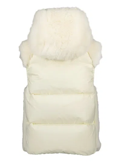 Moncler Shearling Hooded Gilet In White