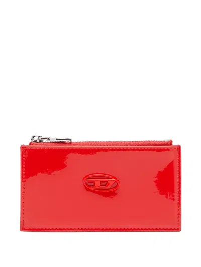 Diesel Logo-plaque Zip-fastening Card Holder In Red