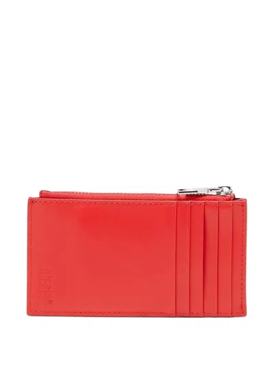 Diesel Logo-plaque Zip-fastening Card Holder In Red