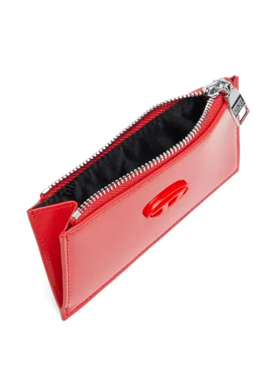 Diesel Logo-plaque Zip-fastening Card Holder In Red