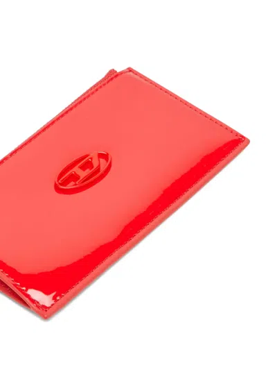 Diesel Logo-plaque Zip-fastening Card Holder In Red