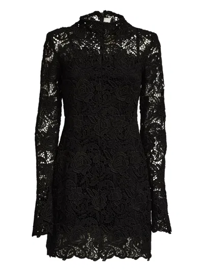 Sportmax Lace Long-sleeve Mini Dress In Black