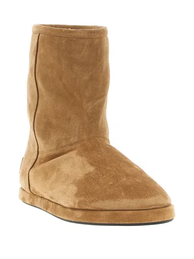 Balenciaga Suede Ankle Boots Round Toe In Brown