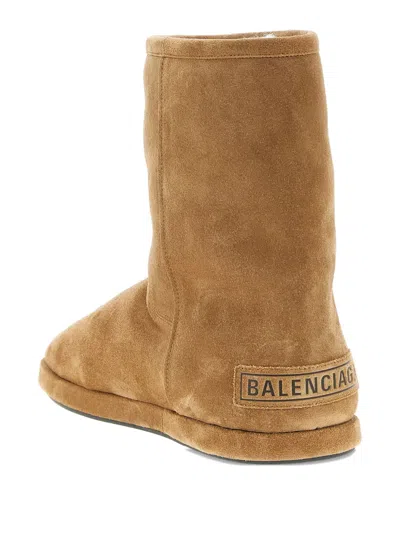 Balenciaga Suede Ankle Boots Round Toe In Brown