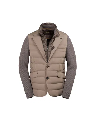 Moorer Rogers-knm Quilted-design Jacket In Brown
