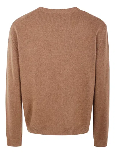Marni Ribbed Cuff Crew Neck Knit Sweater In Brown