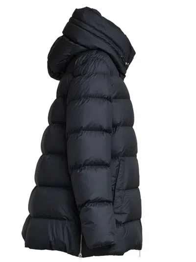 Add Slim-fit Down Jacket With Adjustable Hood And Innovative Features In Black