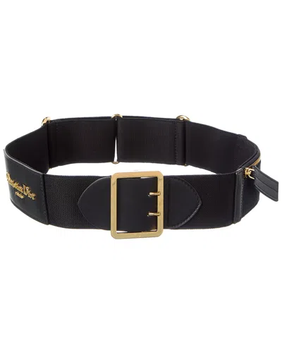 Dior Elastic & Leather Belt In Black