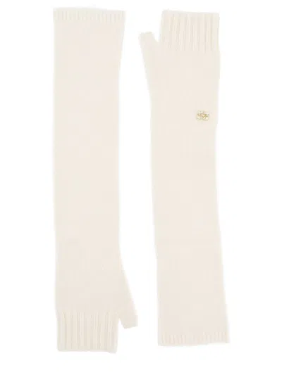 Ganni Women Wool Gloves. In White