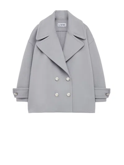 Loewe Pebble Peacoat In Wool In Gray