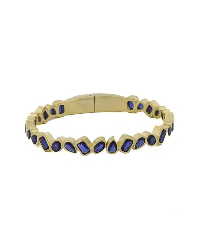 Ebru Jewelry Plated Lab-grown Sapphire Bangle Bracelet In Gold