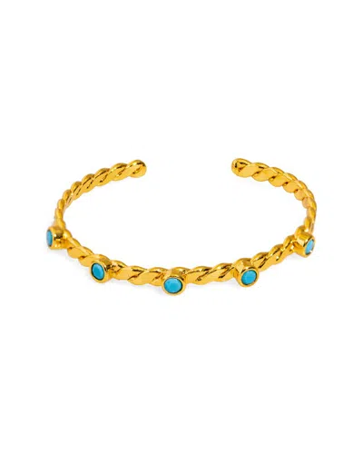 Ebru Jewelry Plated Turquoise Cuff Bracelet In Gold