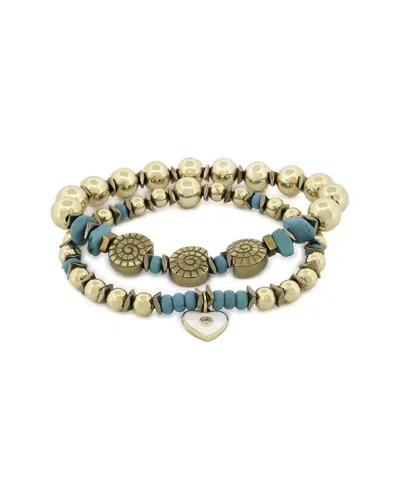 Ebru Jewelry One Of A Kind Plated Turquoise Beaded Bracelet In Gold