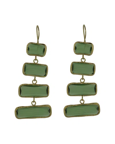 Ebru Jewelry Plated Cat Eye Dangle Earrings In Green