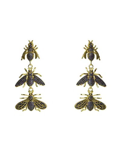 Ebru Jewelry Protection & Luck Plated Cz Dangle Earrings In Gold