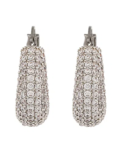 Ebru Jewelry Silver Cz Hoop Earrings In Metallic