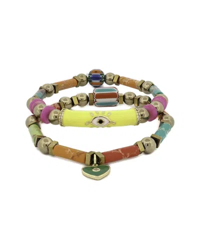 Ebru Jewelry One Of A Kind Plated Jasper Beaded Bracelet In Multi