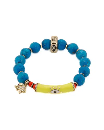 Ebru Jewelry One Of A Kind Plated Turquoise Beaded Bracelet In Blue