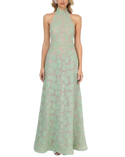 Helsi Marcella Floral Embellished Halter Gown In Green