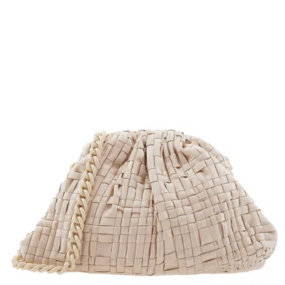 Maria La Rosa Ribbon Satin Gold Mini Game Clutch In Neutral