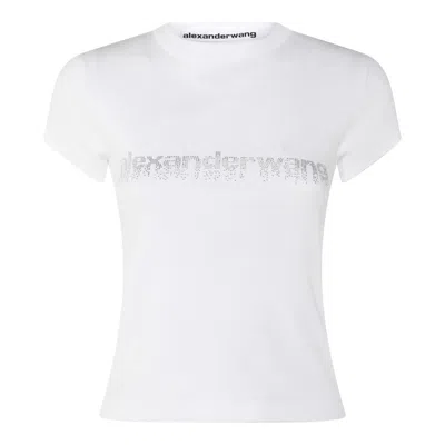 Alexander Wang Crystal Hotfix Logo Cotton Baby T-shirt Clothing In White
