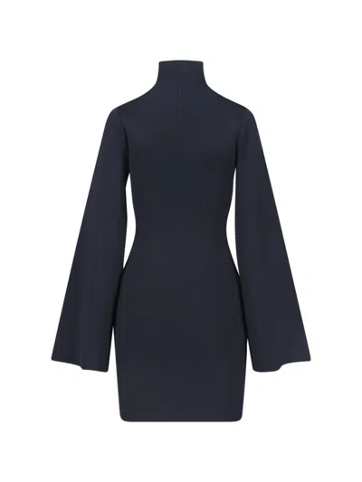 Calvin Klein Fitted Long Sleeve High Neck Dress In Black