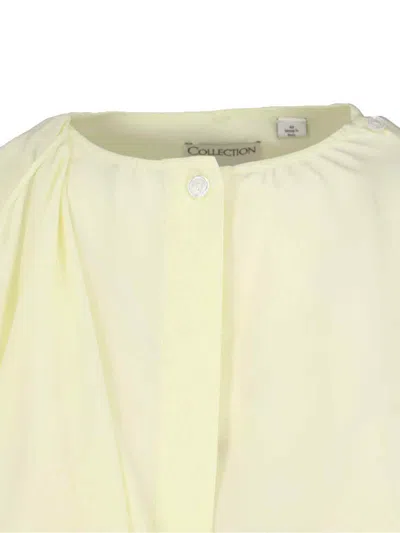 Calvin Klein Draped Long Sleeve Asymmetric Top With Buttons In Yellow