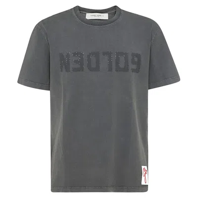 Golden Goose Anthracite Grey Vintage-effect T-shirt Men In Gray