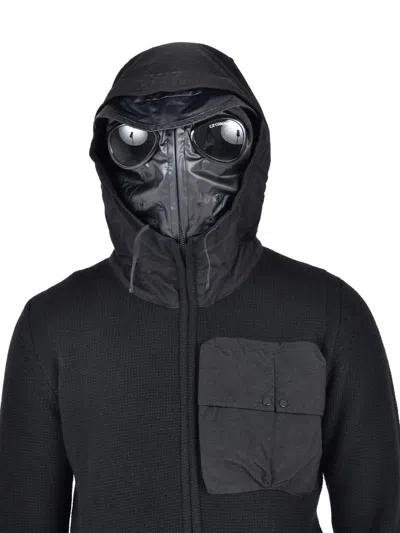 C.p. Company Goggles-detail Zip-up Hoodie In Black