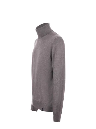 Fay Regular-fit. Fin. 12 Maglia Collo Alto In Lana Rasata. Sweater In Gray