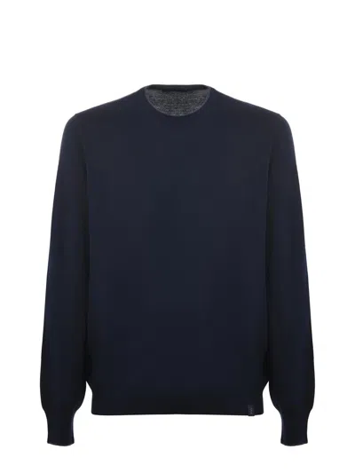 Fay Wool Crewneck Sweater In Blue