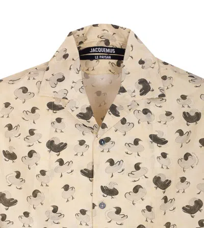 Jacquemus Relaxed Fit Floral Print Shirt In Neutral