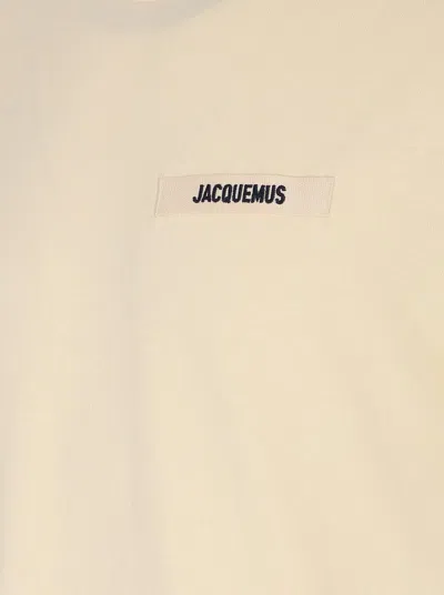 Jacquemus Le T-shirt Gros Grain Beige T-shirt With Logo Patch On The Front In Cotton Man In Neutral