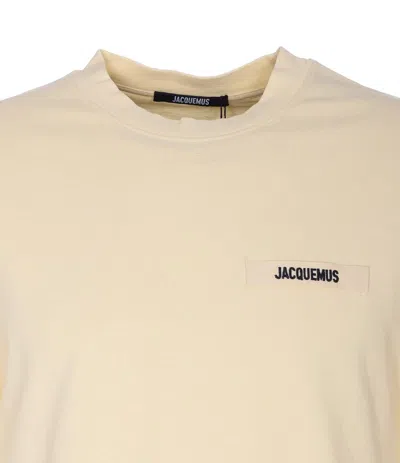 Jacquemus Le T-shirt Gros Grain Beige T-shirt With Logo Patch On The Front In Cotton Man In Neutral