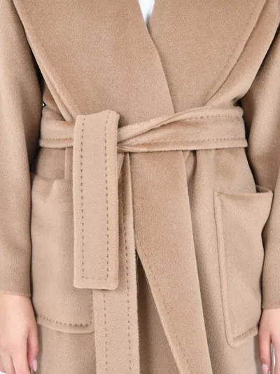 Max Mara Tie-waist Camel Coat In Brown